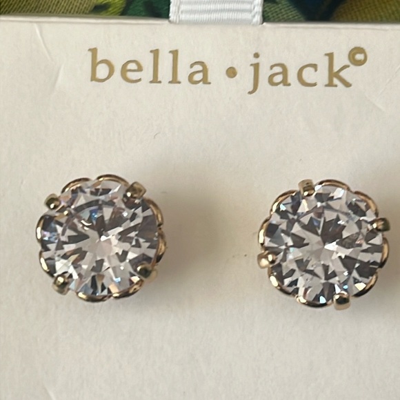 Brand New Bella Jack Cubic Zirconia Large Half Inch Studs Sparkly Post Earrings - Picture 5 of 16